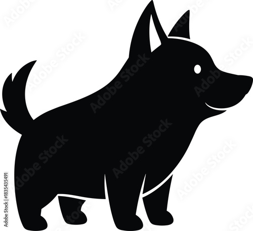 Here is a title and a set of keywords for the black dog vector illustration, designed to meet your Adobe Stock SEO requirements.