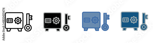 
proof of stake icon set multiple style collection with safe and key design