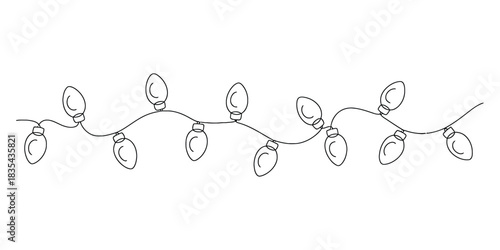 Continuous line drawing of string lights