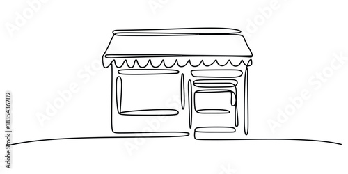 Continuous line drawing of a storefront