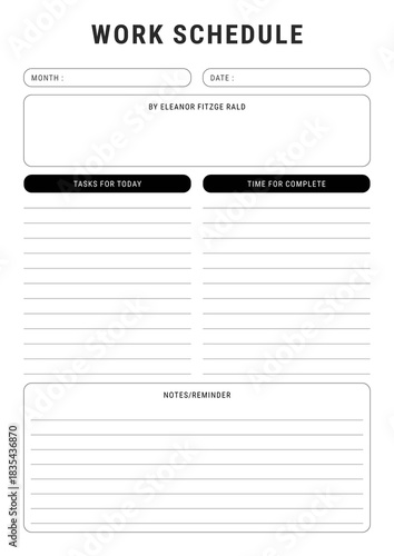 Work Schedule Template | Weekly Employee Planner | Printable Work Hours Sheet