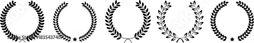 laurel wreath, award, victory, achievement, success, honor, medal, emblem, symbol, design element, isolated, white background, black, illustration, foliage, leaves, star, oval, decorative, vintage, re