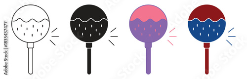  Cake Pop icon Set Multiple Style Collection. Vector illustration.