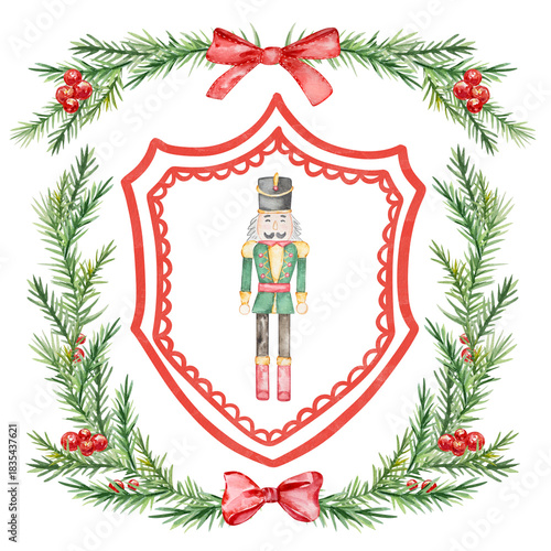 Watercolor Christmas Floral Frames set, elegant borders for holiday design.