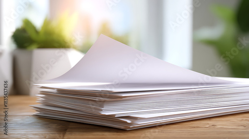 Stack of Blank Papers on Table