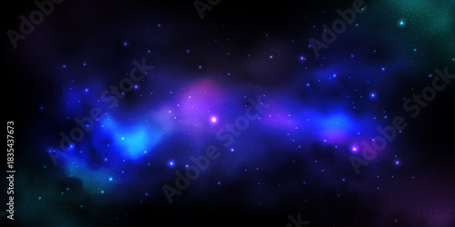 Sky galaxy cloud nebula stars dark night universe milky way cosmos vector illustration.