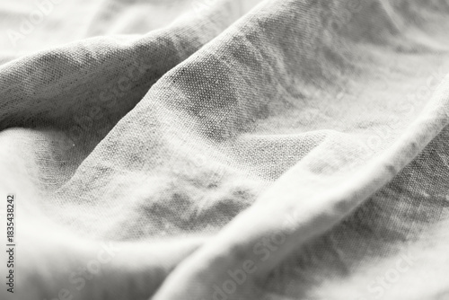 Natural cloud white dancer linen fabric texture. Rough crumpled burlap background. Demonstrating color, trend 2026 year