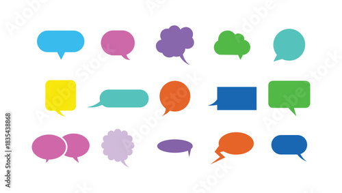 Colored hand drawn speech bubble collection. Doodled dialog box set. Scribbled textured marker comic talk frames. Red, yellow, green balloon text box bundle. Bright sketched chat box pack. Vector