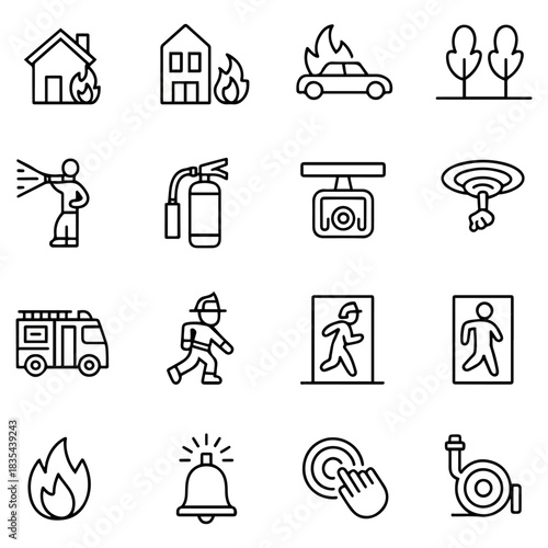 fire safety icon set illustration
