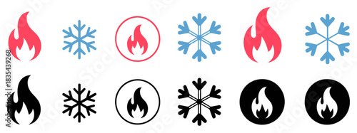 fire snowflake hot cold icon set