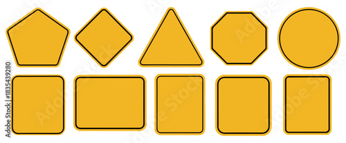 yellow road sign vector icon set