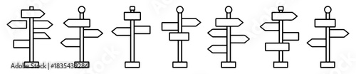 direction signpost icon vector set