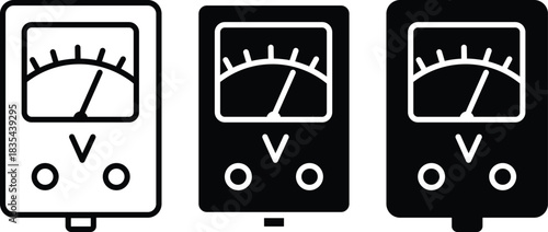 Analog Voltmeter Electrical Testing Equipment Voltage Current Resistance Measurement Tool Icon Vector Silhouette and Pictogram..eps