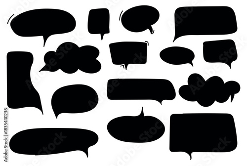 Retro empty comic speech bubbles set with black halftone shadows. Vintage design, pop art style - stock vector.
