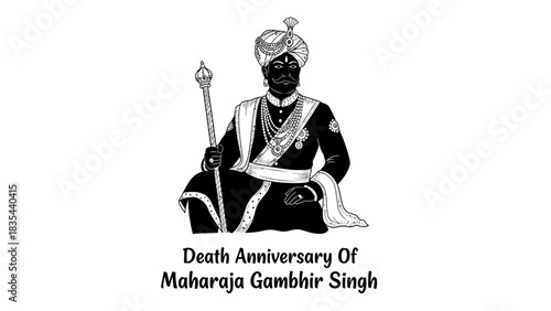 Maharaja Gambhir Singh Death Anniversary Illustration.