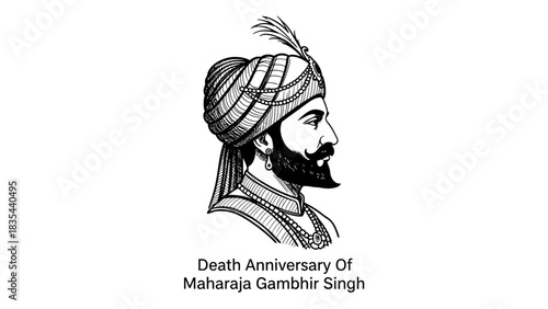 Maharaja Gambhir Singh Death Anniversary Portrait Illustration.