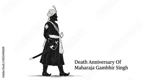 Maharaja Gambhir Singh historical illustration for death anniversary commemoration.