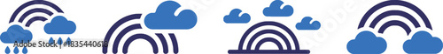 rainbow, cloud, rain, weather, icon, symbol, nature, sky, storm, forecast, meteorology, graphic, design, illustration, vector, blue, dark blue, white background, atmospheric, precipitation, climate, w