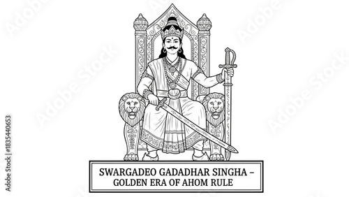 Swargadeo Gadadhar Singha Golden Era of Ahom Rule King on Throne.