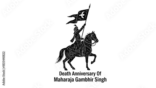 Maharaja Gambhir Singh Death Anniversary Equestrian Statue Illustration.