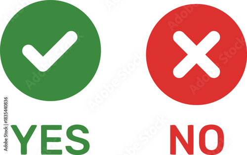 check mark, cross, yes, no, correct, incorrect, right, wrong, true, false, approval, rejection, decision, choice, symbol, icon, graphic, design, green, red, text, typography, agreement, disagreement, 