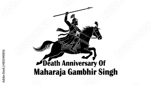 Black silhouette of Maharaja Gambhir Singh on a horse for his death anniversary.