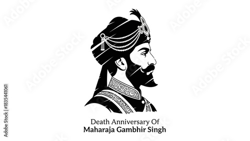 Profile portrait illustration of Maharaja Gambhir Singh of Manipur.