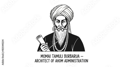 Portrait of Momai Tamuli Borbarua Architect of Ahom Administration.