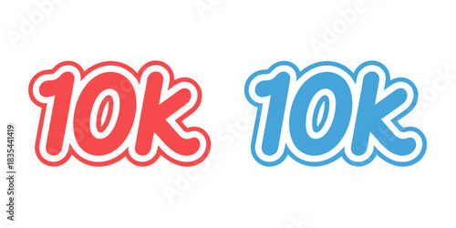 Colorful 10k celebration icons for social media and milestone achievements