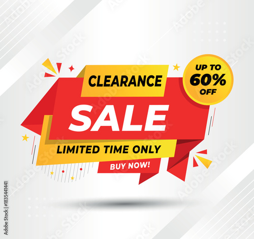Dynamic Clearance sale banner design with 60% off	
