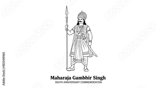 Maharaja Gambhir Singh Death Anniversary Commemoration Illustration.