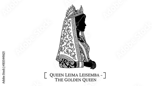 Stylized Silhouette of Queen Leima Leisembi The Golden Queen.