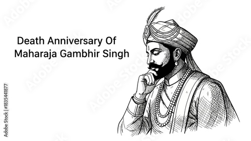 Maharaja Gambhir Singh Death Anniversary Illustration.