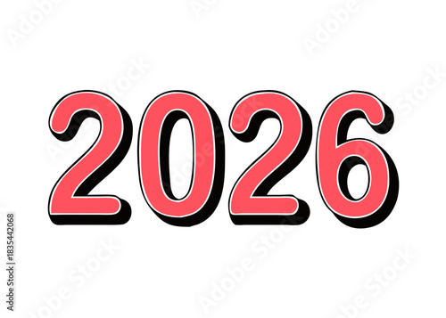 text 2026 vector, new year 