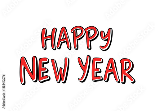 Happy New Year text vector, isolated
