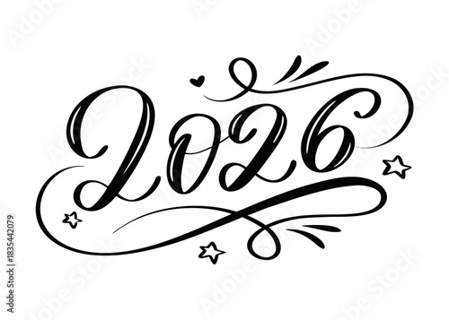 text 2026 calligraphy vector, new year 
