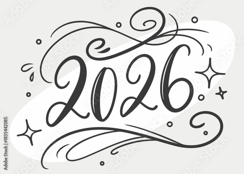 calligraphy text 2026 vector, new year 