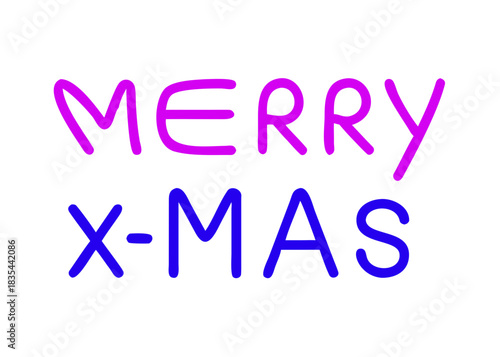 Merry Xmas text vector, isolated