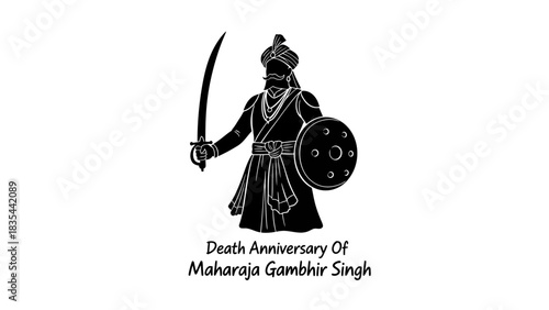 Maharaja Gambhir Singh Death Anniversary Commemoration Illustration.