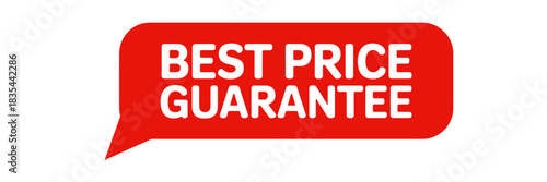 Red best price guarantee speech bubble icon for marketing and sales