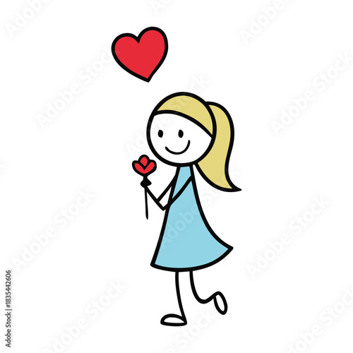 A cute stick-figure scene where one character kneels with a tiny ring, proposing with a big smile, while the other blushes with joy, hearts floating gently around them.”