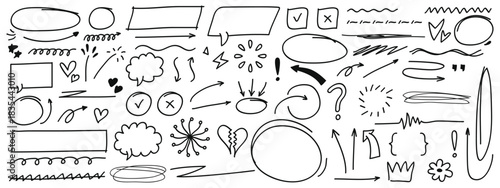 Hand drawn doodle elements and sketchy shapes for design and decoration