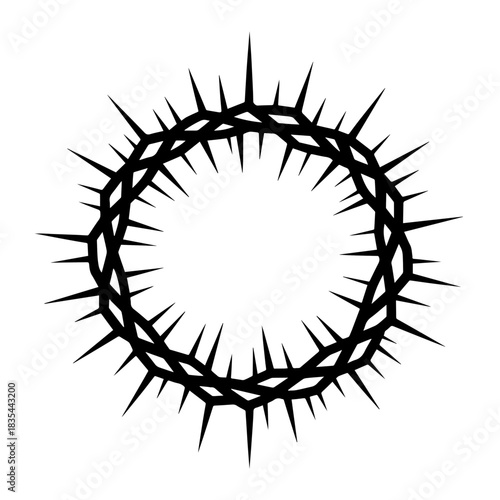 Crown of thorns illustration depicting religious themes and symbolism. Crown of thorns artwork representing sacrifice, passion, and faith. Use crown of thorns for Easter designs and biblical concepts.