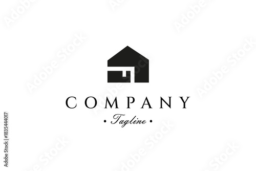 House logo with key combination in flat design style