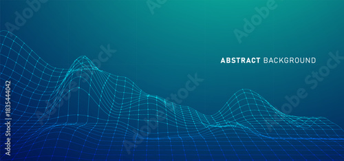 Technology digital speed connect blue green background, cyber nano information, abstract communication, innovation future tech data, internet network connection, Ai big data, line dot illustration