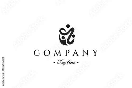 Abstract Family Care Logo Design with Flat Style Concept