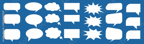 A set of chat box designs for comments on social media or comics. Vector designs of speech bubbles, text boxes, and conversation chat columns in comics.
