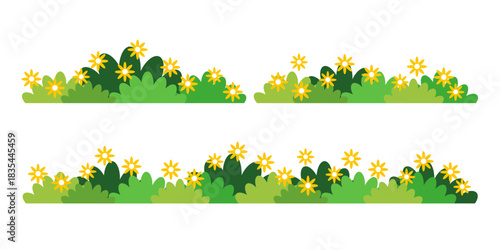 Green grass illustration in flat style. Flower and wild grass plant design
