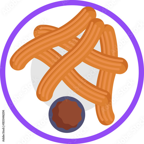 A long, ridged fried pastry stick coated in cinnamon sugar.