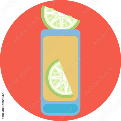 A glass of tequila with a lime wedge and salt rim.